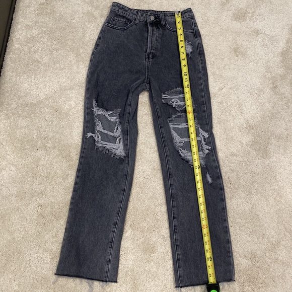 SHEIN high rise wide leg distressed jeans in size XS (2) - Picture 3 of 7
